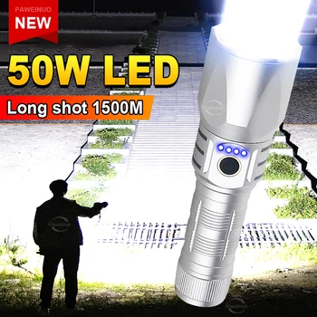 Новое обновление, мощный фонарик 6000 Люмен, Дальнобойный перезаряжаемый фонарь, светодиодный фонарик высокой мощности, походный тактический фонарь