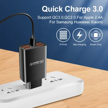 2A/8V USB 5 Портов Зарядное Устройство для мобильного телефона Дорожная Зарядная Головка Адаптер ЕС США Зарядка для iPhone 13 12 11 XS Xiaomi Samsung Redmi