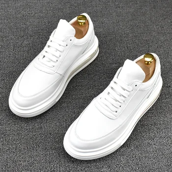 air/мужская белая обувь для отдыха, кроссовки на подушечках, трендовая обувь в уличном стиле, обувь из натуральной кожи на шнуровке, весенне-осенняя обувь, chaussure