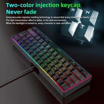 61 Клавиша K401 Ноутбук Настольный проводной игровой манипулятор Sense Электрическая игровая клавиатура для соревнований RGB светящаяся клавиатура Keycap