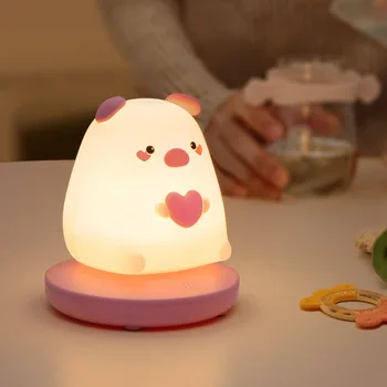 Панда Медведь светодиодный Ночник Для детей детская USB Перезаряжаемая Мультяшная спальня с животными, сенсорная ночная лампа для подарков