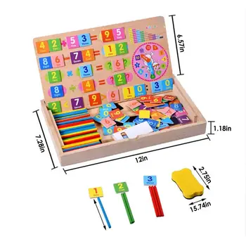Счетные палочки, карточки с цифрами и обучающие часы, обучающая игрушка для дошкольников, Обучающая Сложению, Вычитанию, Умножению и делению